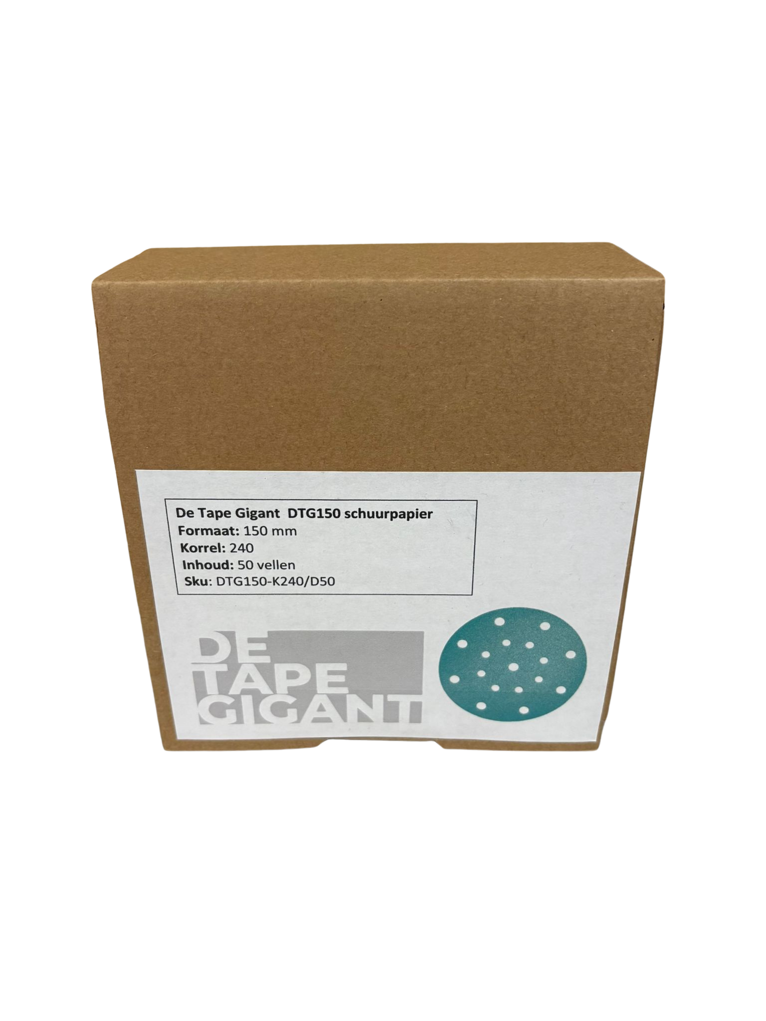 De Tape Gigant MB150 schuurschijf 150 mm , diversen korrels  met 17 stofgaten  ( 50 vellen) voor Festool 125mm.